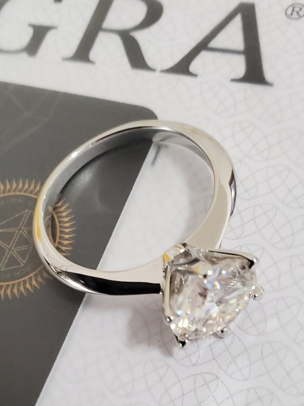 Certified 2ct Moissanite Solitaire 925 Silver Engagement Ring